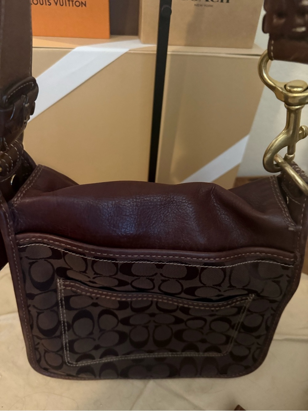 Coach 2007 Brown Signature Canvas & Leather Bleeker Shoulder Flap Bag 11434 - Picture 2 of 9